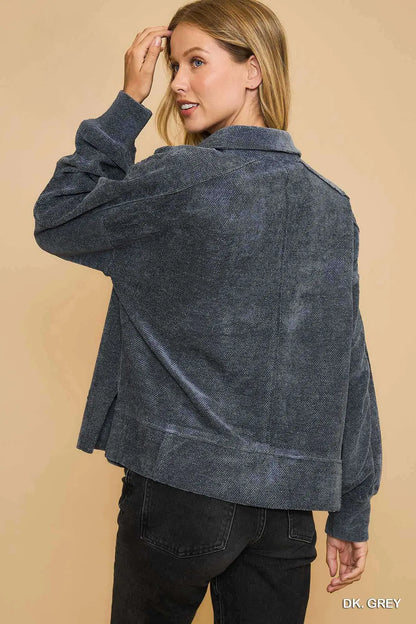 Dark Grey Loose Fit Chenille Sweatshirt