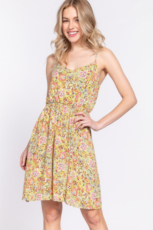 Green Floral Cami Dress