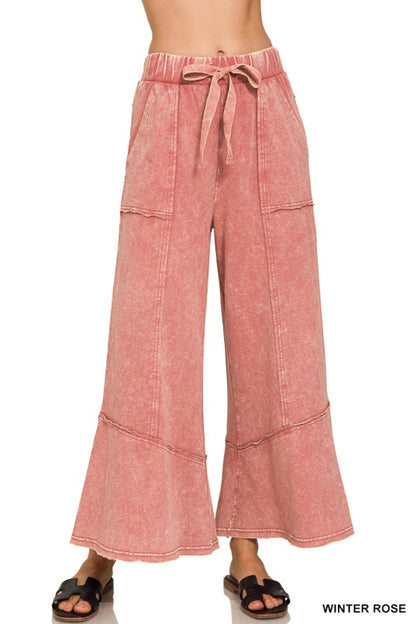 Winter Rose French Terry Flare Hem Pants