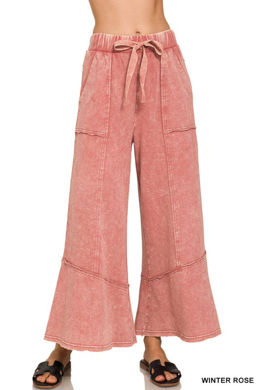 Winter Rose French Terry Flare Hem Pants