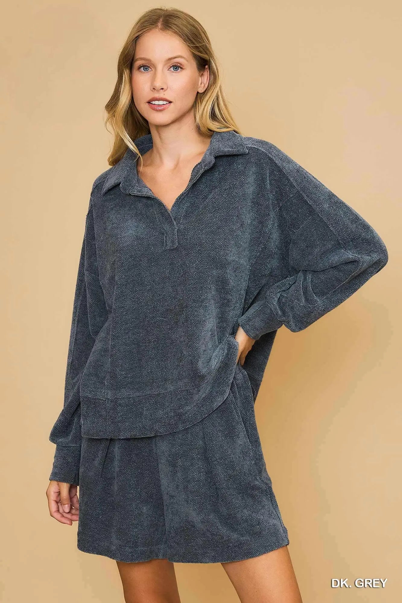 Dark Grey Loose Fit Chenille Sweatshirt
