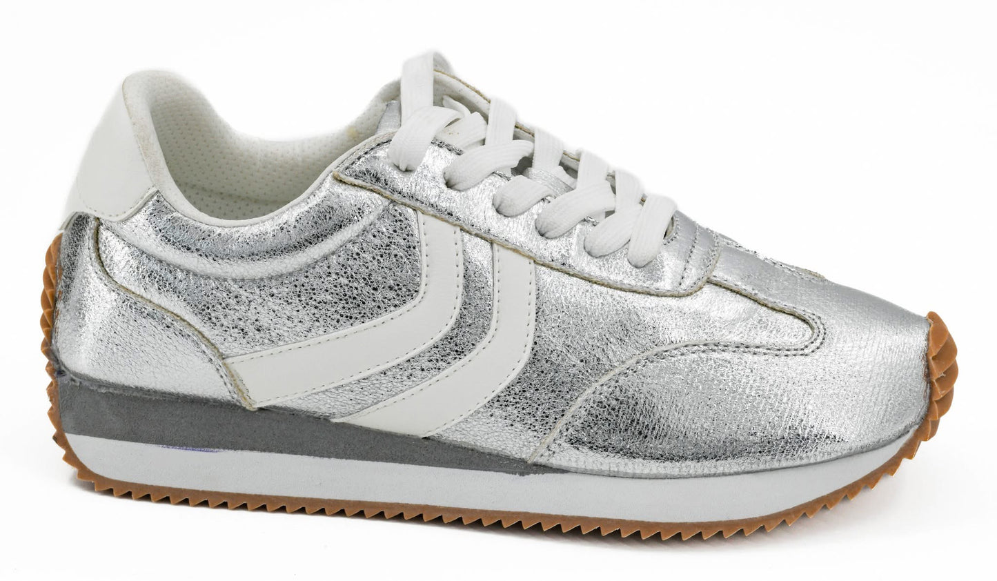 Corky’s Kickoff Sneakers - Silver Crinkle