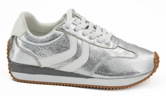 Corky’s Kickoff Sneakers - Silver Crinkle