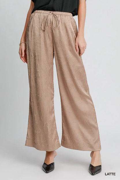 Latte Wrinkled Wide Leg Pants