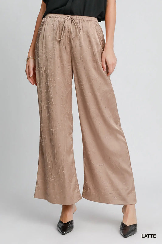 Latte Wrinkled Wide Leg Pants