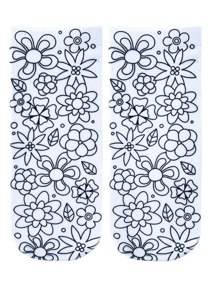 Ankle Socks - DIY Coloring Kit - Flower Garden
