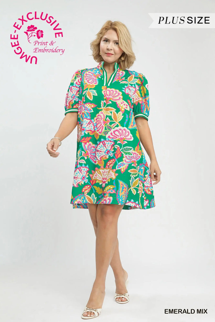Emerald Mix Paisley Dress- Plus