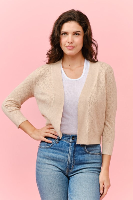 Open Bolero Pointelle Cardigan (multiple colors)