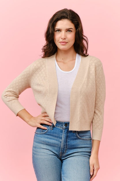 Open Bolero Pointelle Cardigan (multiple colors)