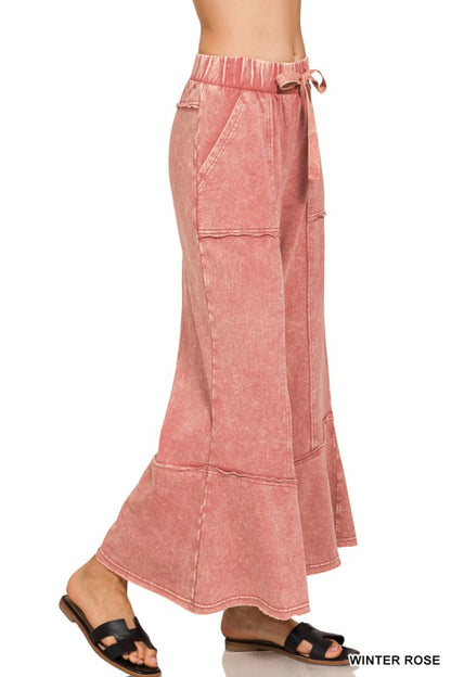 Winter Rose French Terry Flare Hem Pants