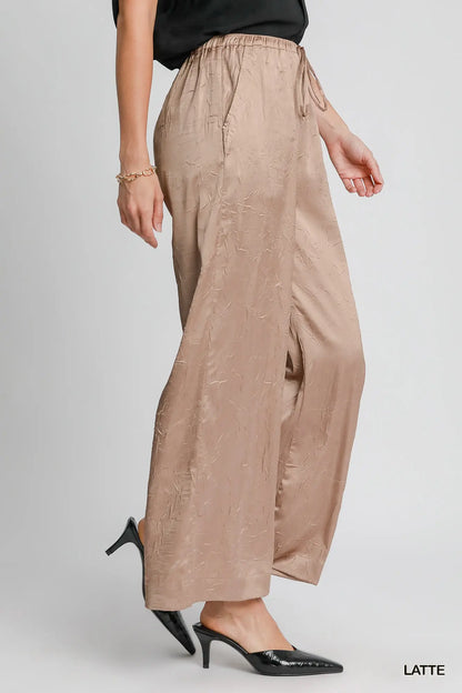 Latte Wrinkled Wide Leg Pants