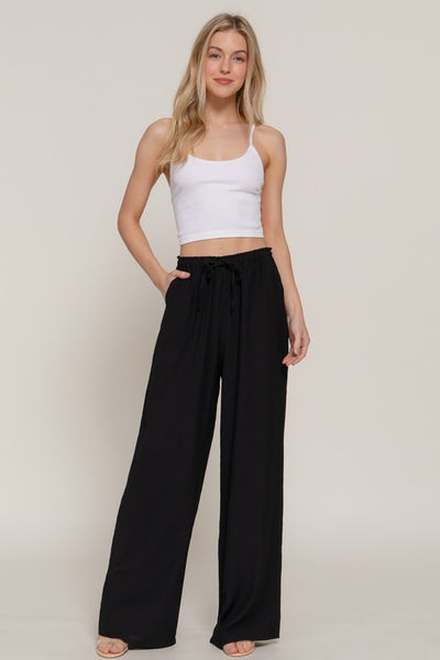 Elastic Waist Flowy Pants