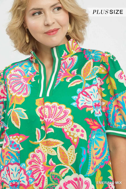 Emerald Mix Paisley Dress- Plus