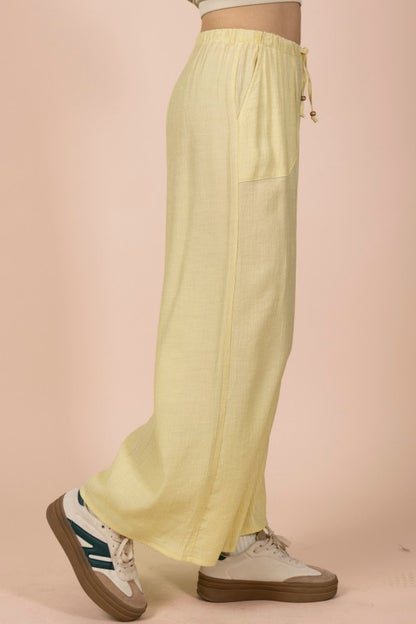 Butter Yellow Wide Leg Woven Pants