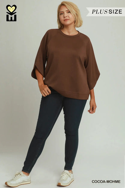 Cocoa Brown Luxeknit Raglan Top - Plus