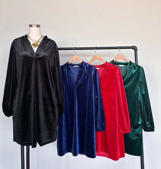 Velvet Split Neck Dress