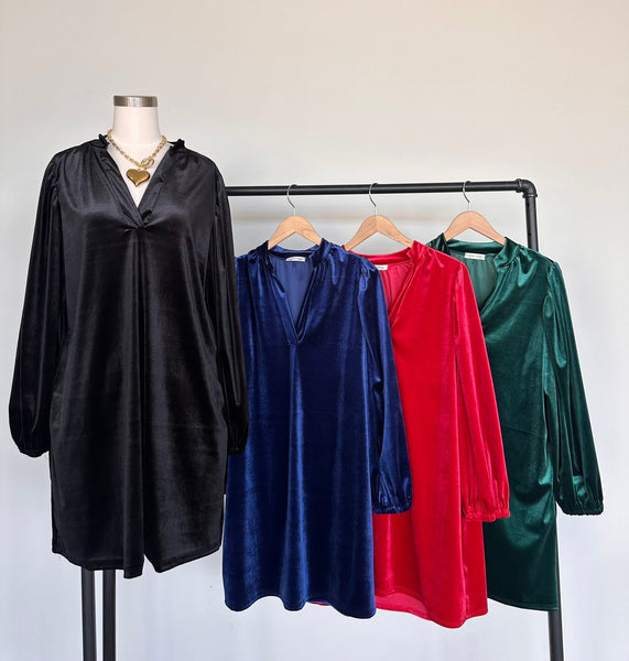 Velvet Split Neck Dress