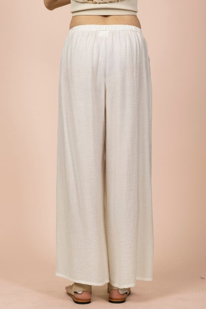 White Wide Leg Woven Pants