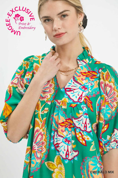 Emerald Mix Paisley Dress
