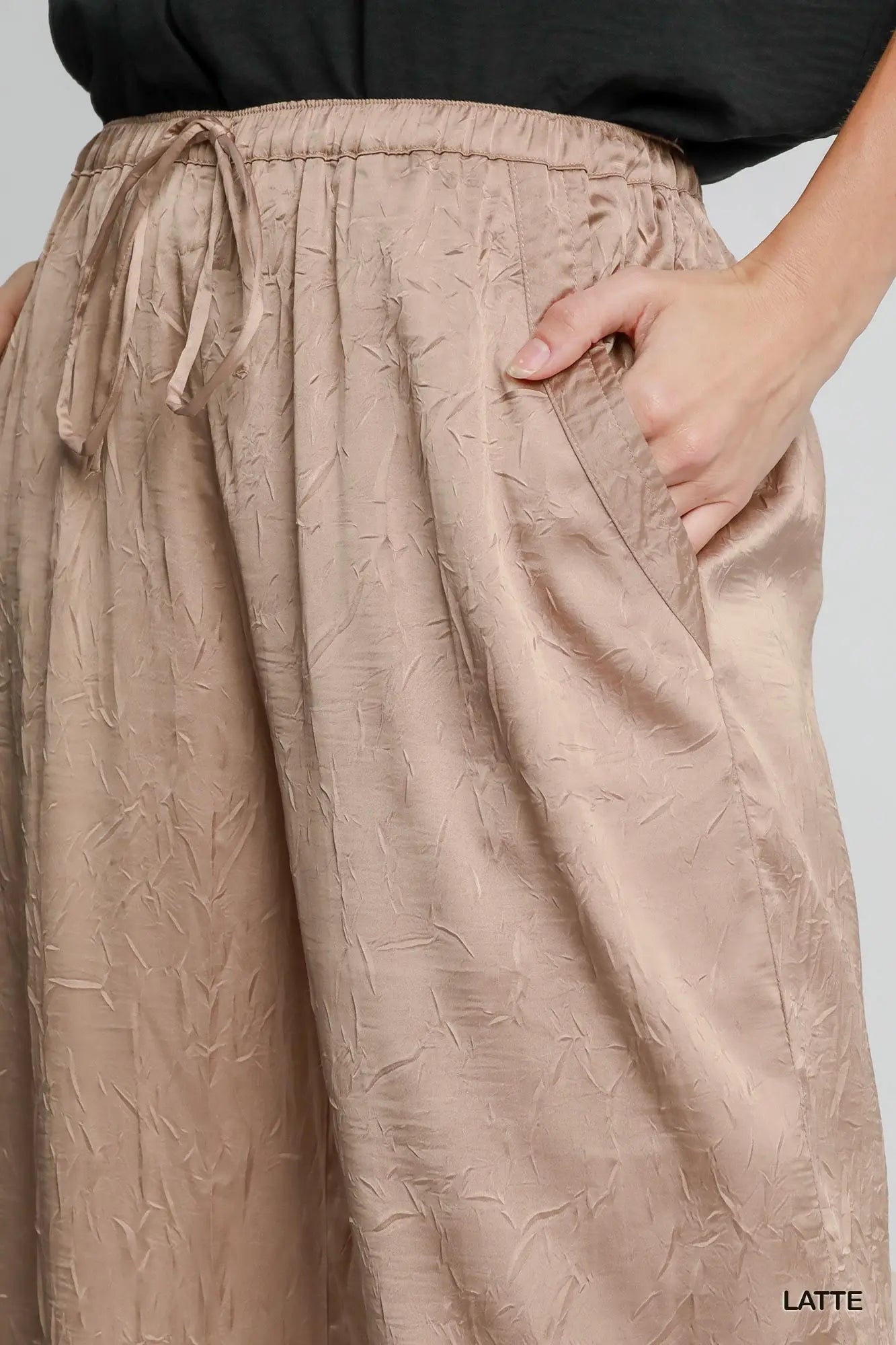 Latte Wrinkled Wide Leg Pants