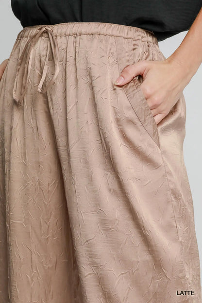 Latte Wrinkled Wide Leg Pants