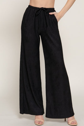 Black Crinkle Knit Pants