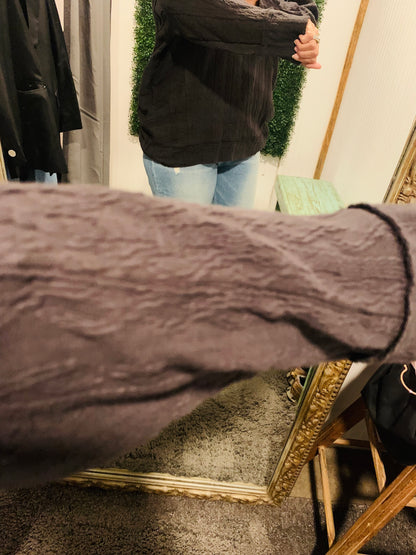 Black Textured Loose Fit Top