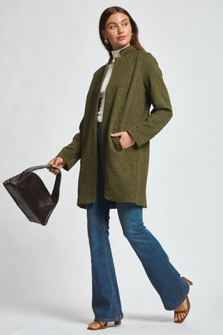 Olive Jacquard Midi Coat