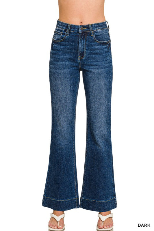 Tummy Control Elastic Waist Flare Denim Jeans