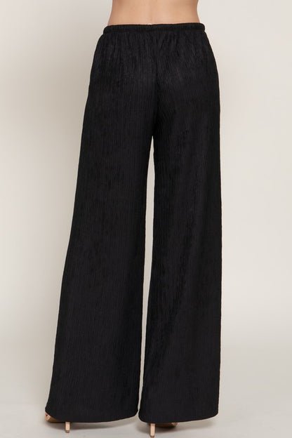 Black Crinkle Knit Pants