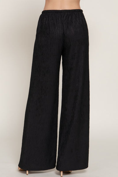 Black Crinkle Knit Pants