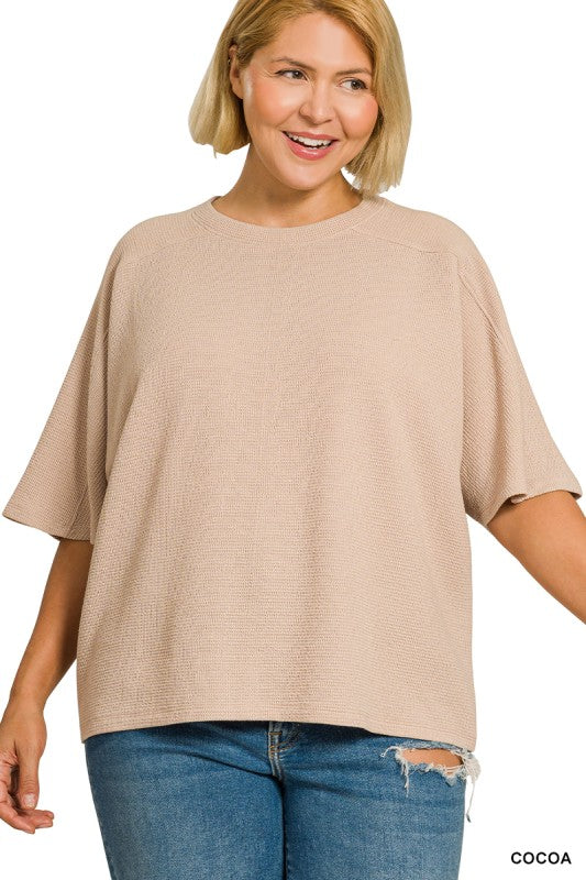Cocoa Knit Short Sleeve Top - Plus