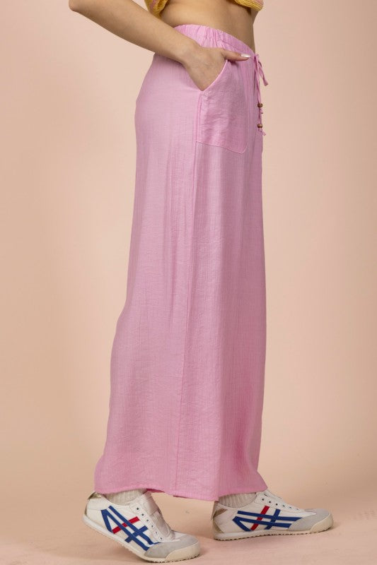 Pink Wide Leg Woven Pants