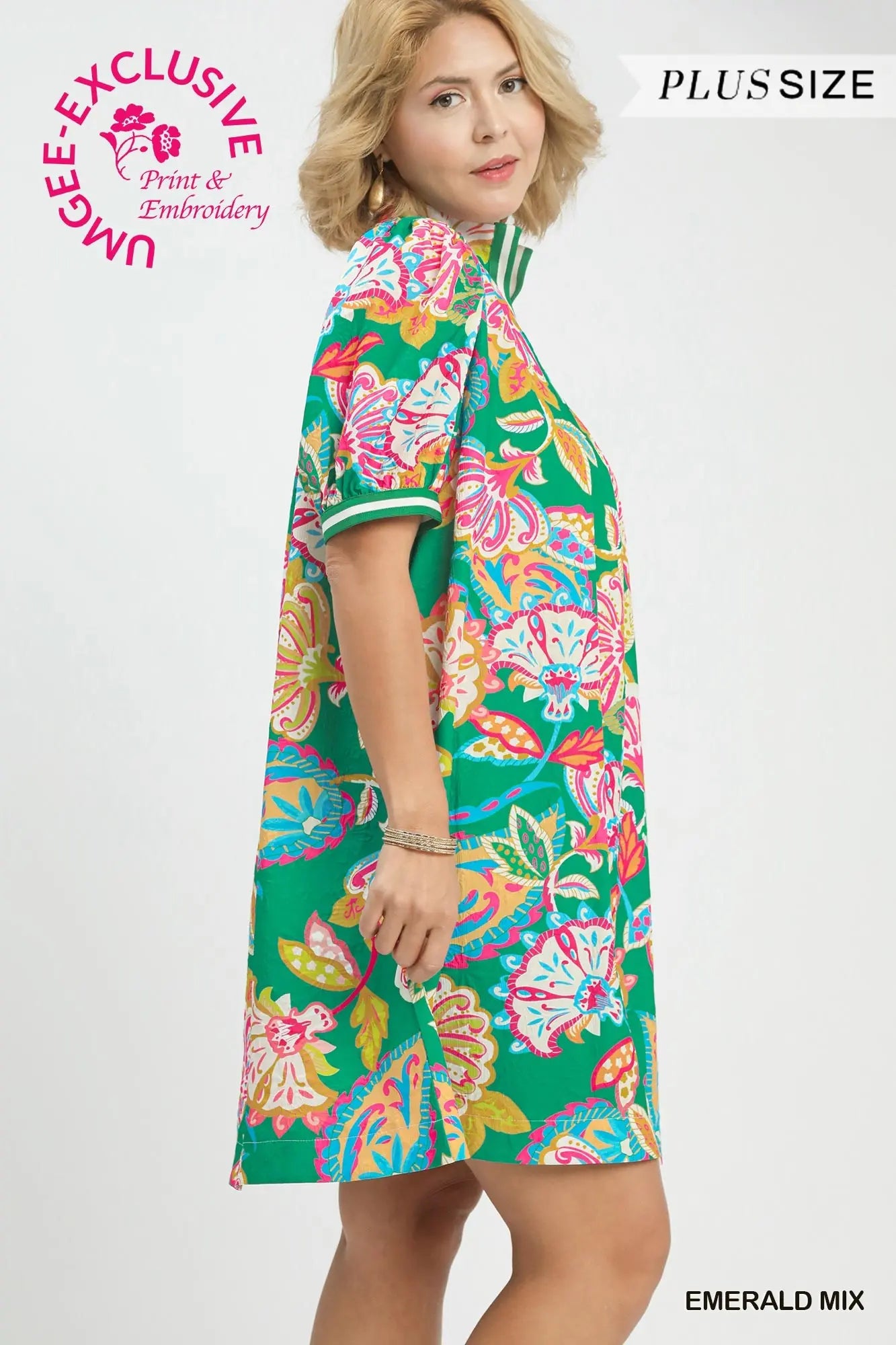 Emerald Mix Paisley Dress- Plus
