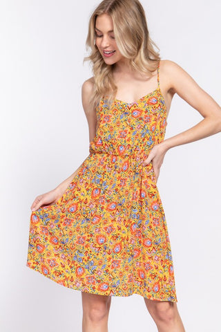 Yellow Floral Cami Dress