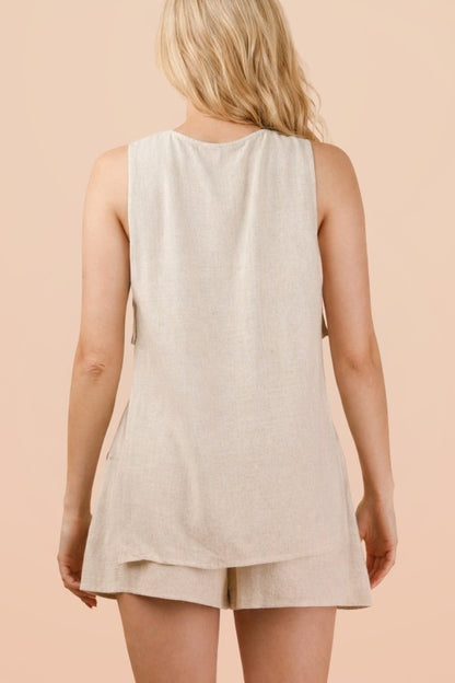 Oatmeal Linen Top and Shorts Set