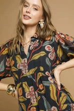 Black Mixed Floral Tiered Midi Dress