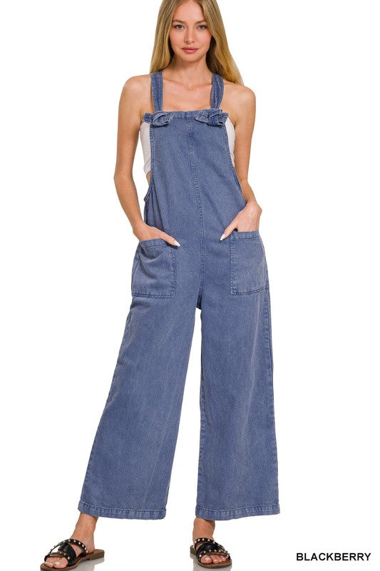 Washed Denim Overalls