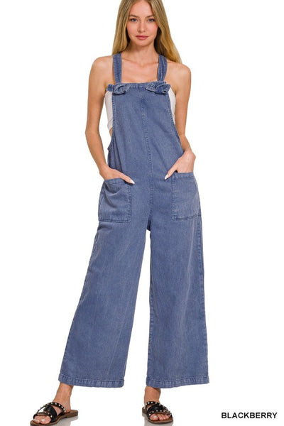 Washed Denim Overalls