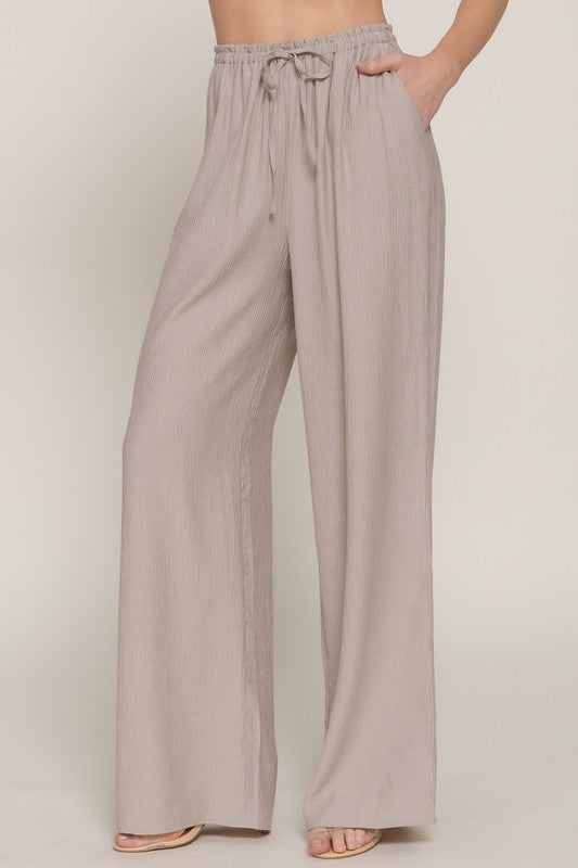Elastic Waist Flowy Pants