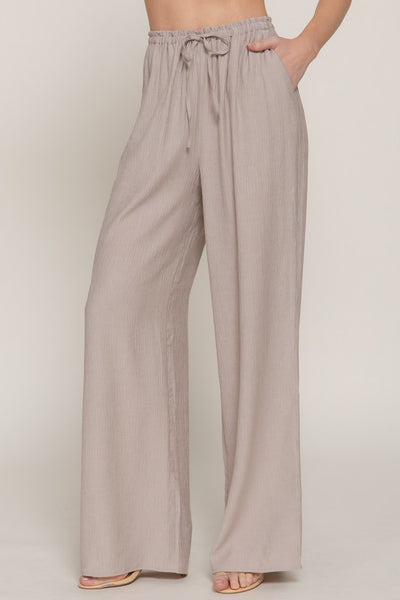 Elastic Waist Flowy Pants