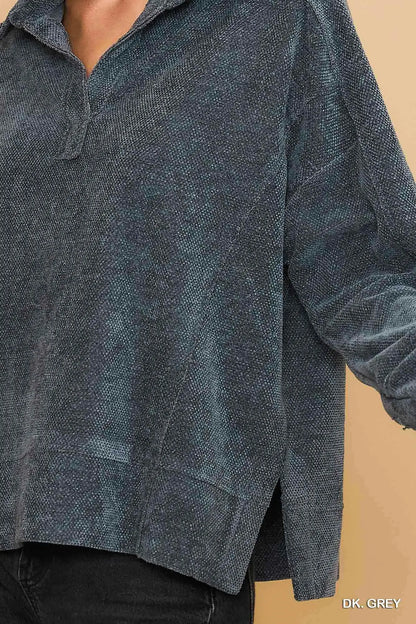 Dark Grey Loose Fit Chenille Sweatshirt