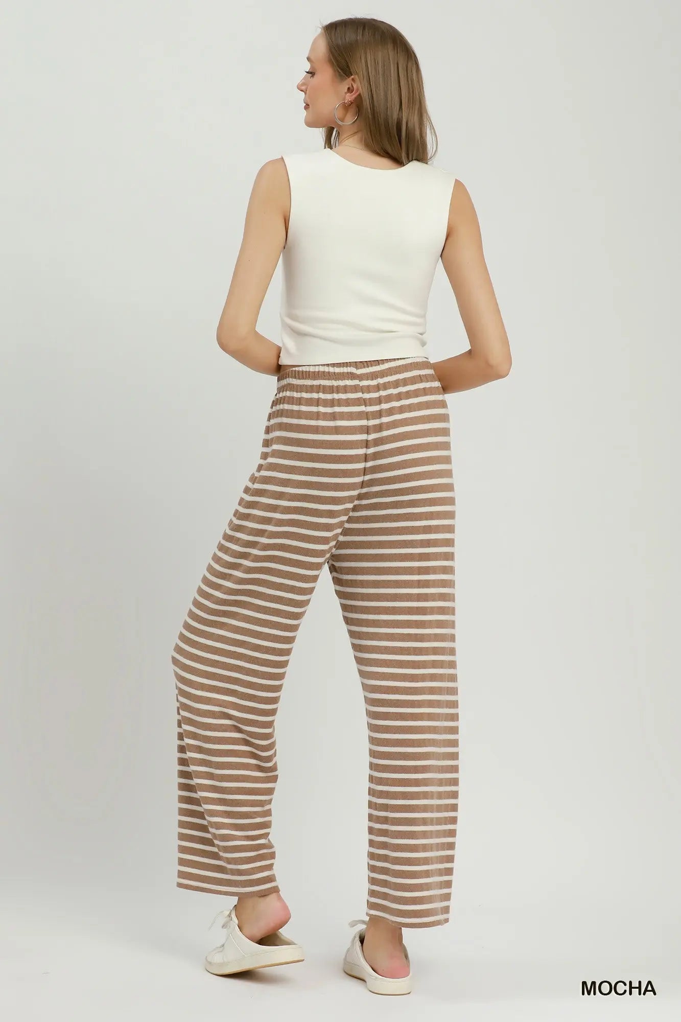 Mocha Striped Knit Pants Set