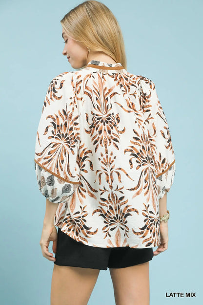 Latte Mix Floral Print Top