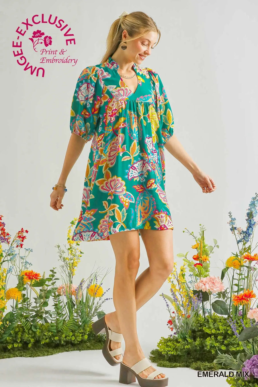 Emerald Mix Paisley Dress