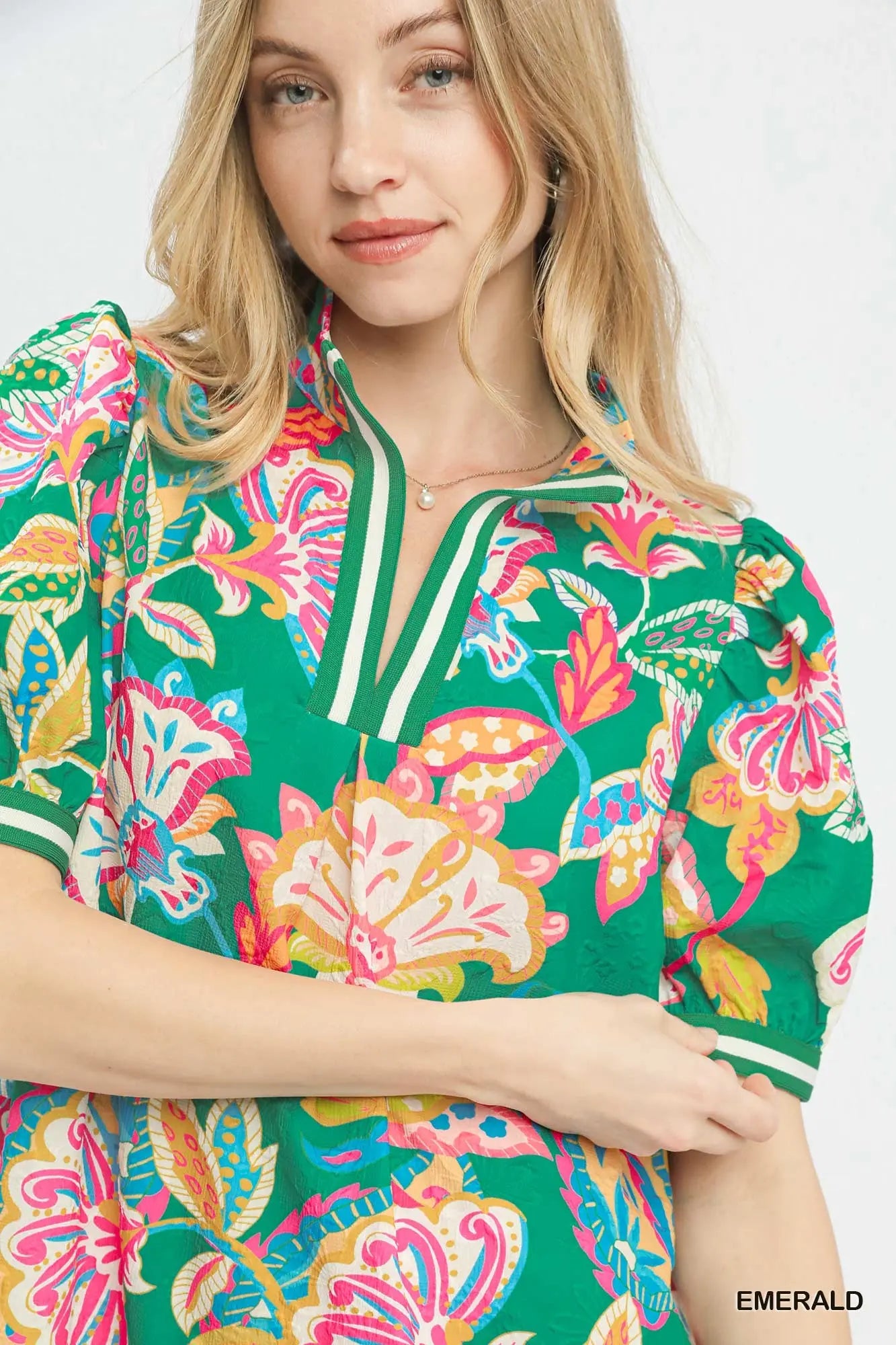 Emerald Mix Short Sleeve Stripe Detail Dress