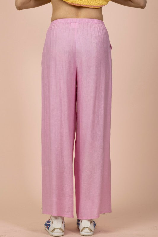 Pink Wide Leg Woven Pants