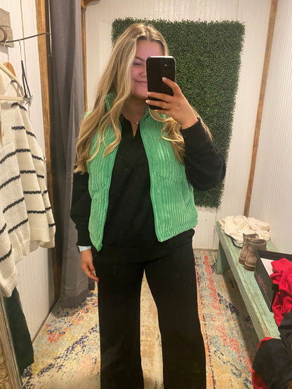 Corduroy Puff Vest - Green