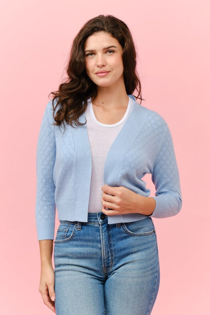 Open Bolero Pointelle Cardigan (multiple colors)