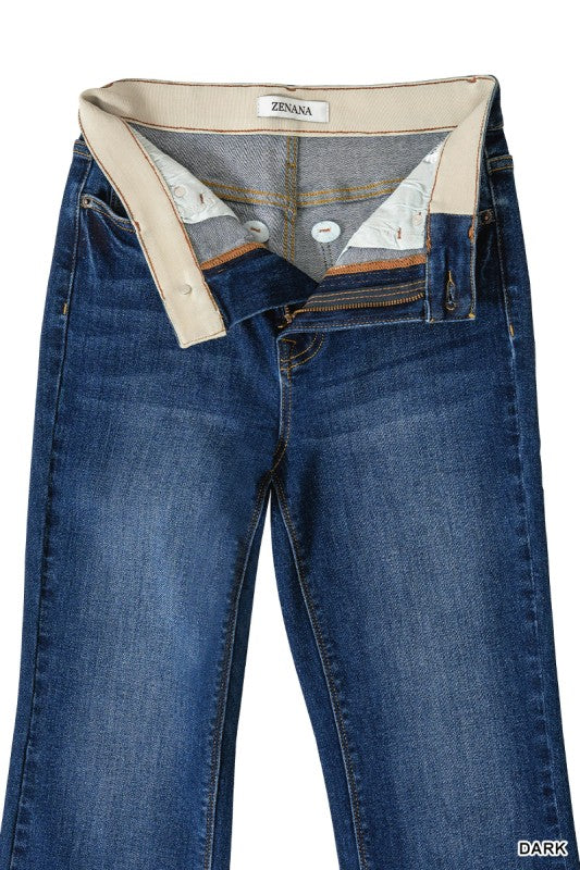 Tummy Control Elastic Waist Flare Denim Jeans